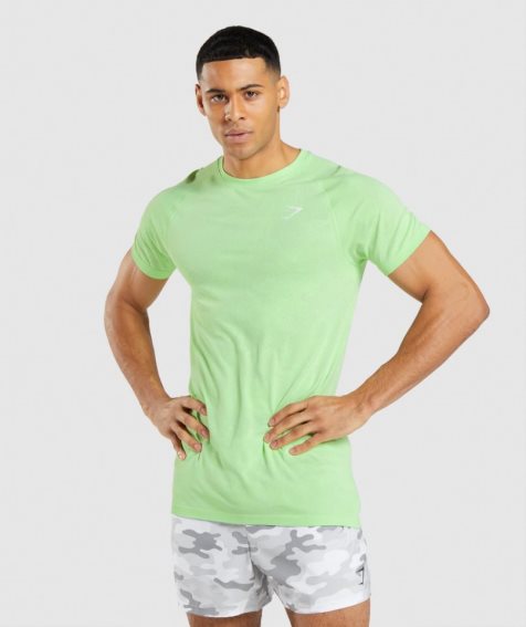 Men's Gymshark Geo Seamless T-Shirts Light Green | CA 785D63